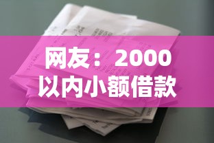网友：2000以内小额借款2025？求介绍几款信用花了平台能借到钱
