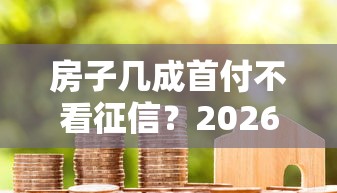 房子几成首付不看征信？2026最新测评10个500借款口子
